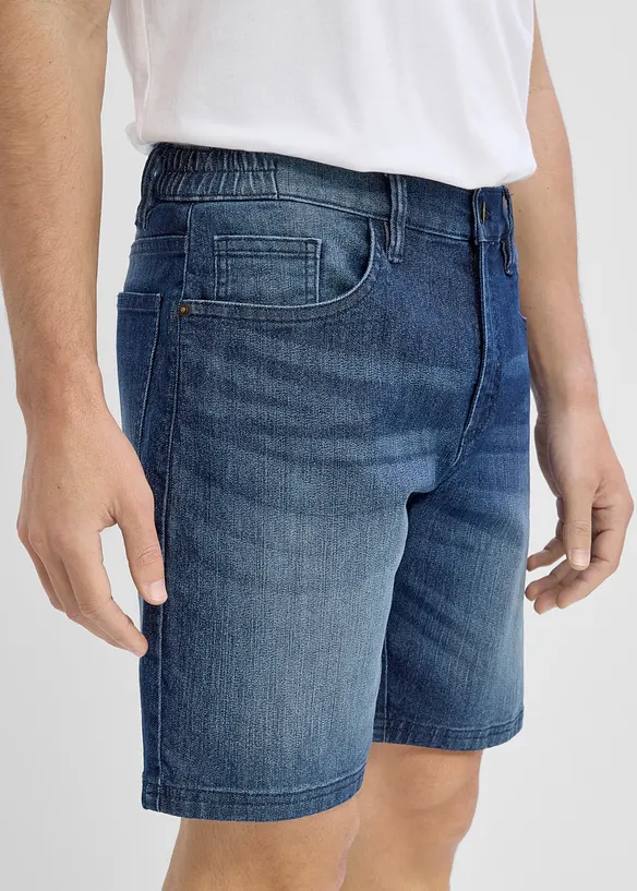 Short loose en jean l&eacute;ger &agrave; taille &eacute;lastiqu&eacute;e, bonprix