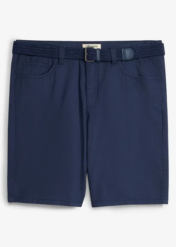 Stretch-Bermuda mit Dehnbund und G&uuml;rtel in Regular Fit, bonprix