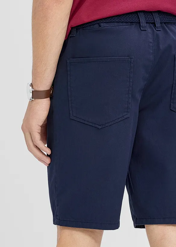Stretch-Bermuda mit Dehnbund und G&uuml;rtel in Regular Fit, bonprix