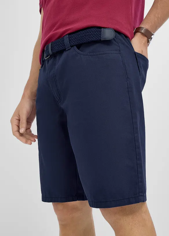 Stretch-Bermuda mit Dehnbund und G&uuml;rtel in Regular Fit, bonprix