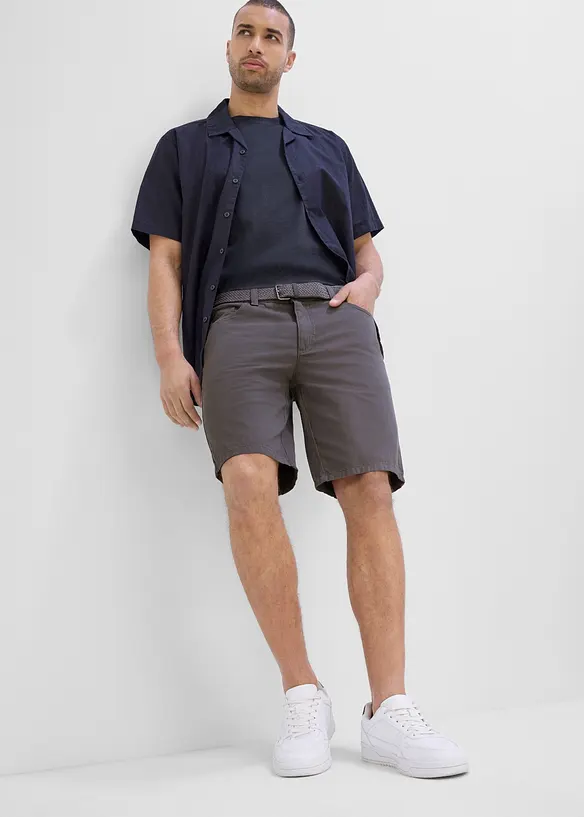Stretch-Bermuda mit Dehnbund und G&uuml;rtel in Regular Fit, bonprix