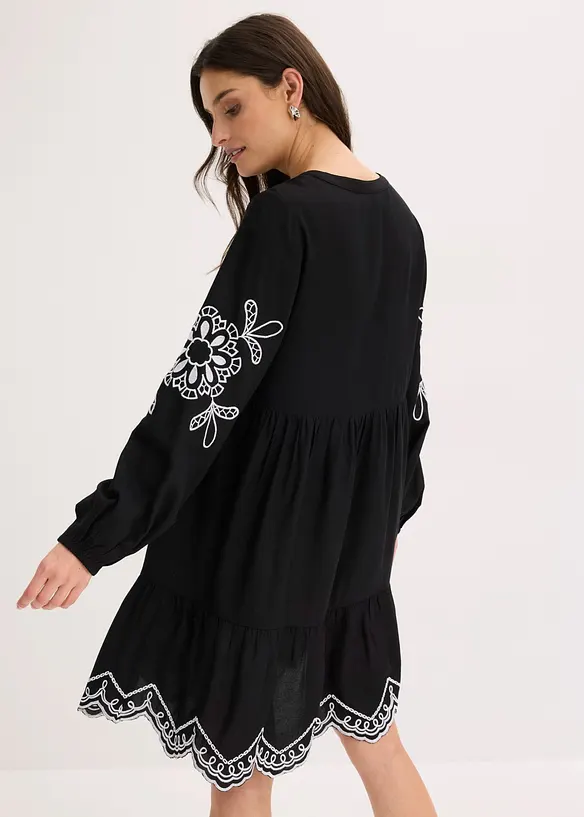 Tunika-Kleid aus flie&szlig;ender Viskose mit Stickerei, bonprix