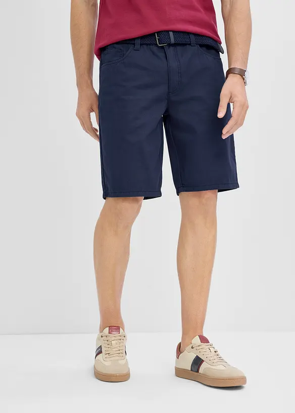 Stretch-Bermuda mit Dehnbund und G&uuml;rtel in Regular Fit, bonprix