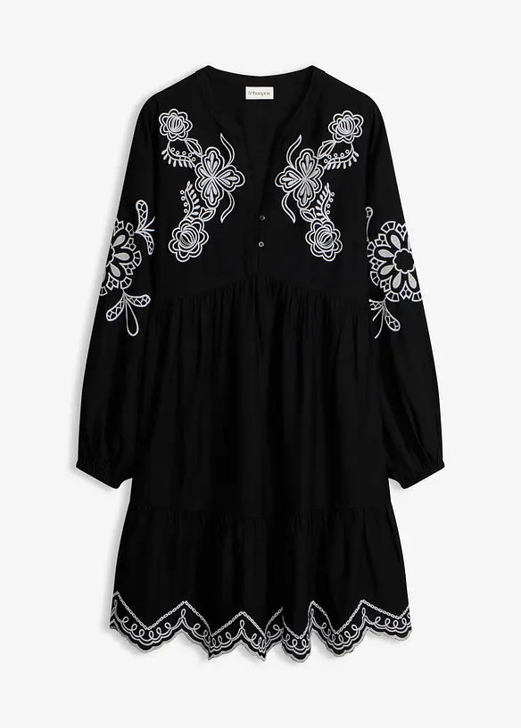 Tunika-Kleid aus flie&szlig;ender Viskose mit Stickerei, bonprix