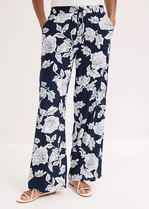 Pantalon palazzo imprim&eacute; en viscose, bonprix