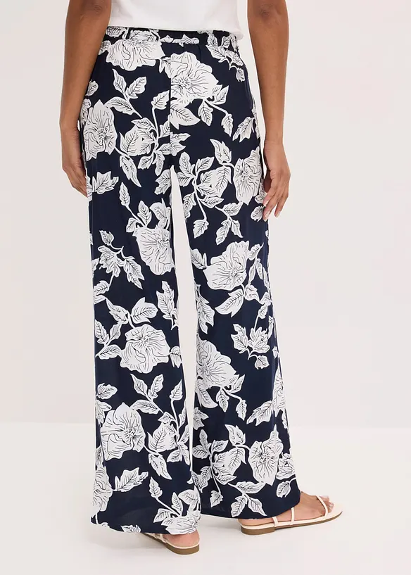 Pantalon palazzo imprim&eacute; en viscose, bonprix