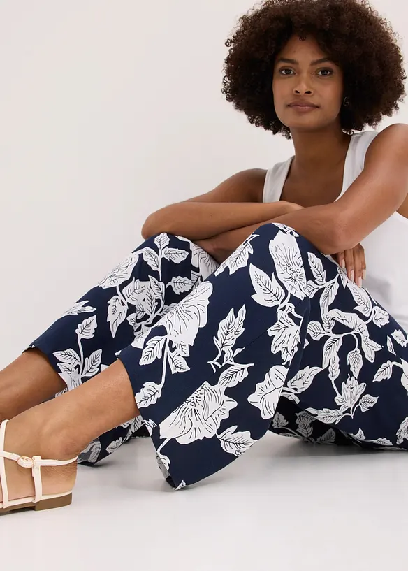 Pantalon palazzo imprim&eacute; en viscose, bonprix