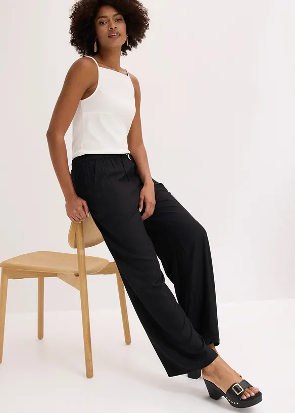 Pantalon palazzo imprim&eacute; en viscose, bonprix