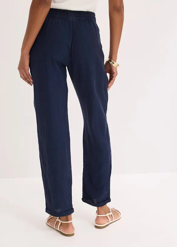 Leinenhose mit Elastik-B&uuml;ndchen, bonprix