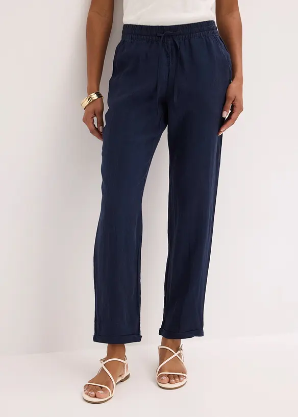 Leinenhose mit Elastik-B&uuml;ndchen, bonprix