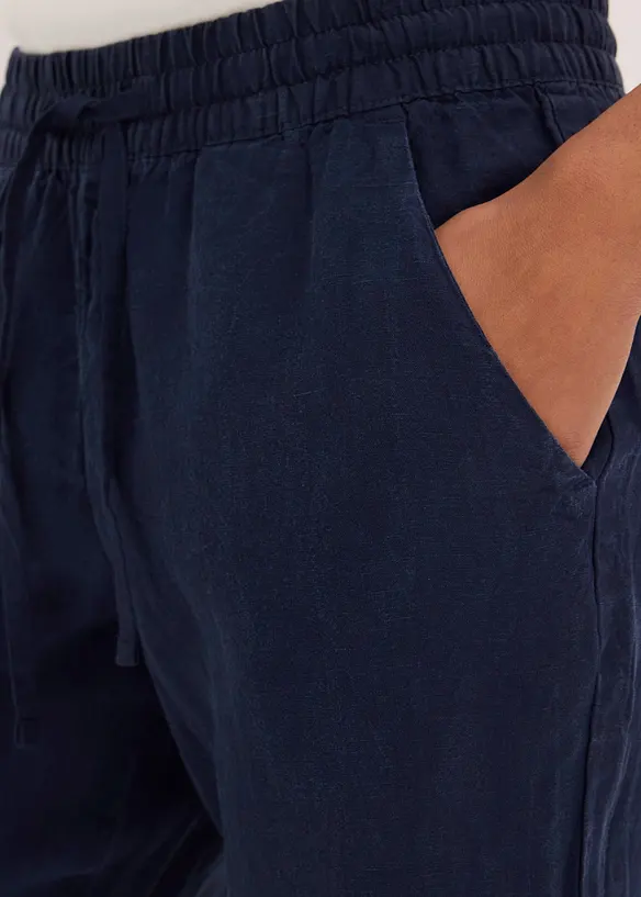 Leinenhose mit Elastik-B&uuml;ndchen, bonprix