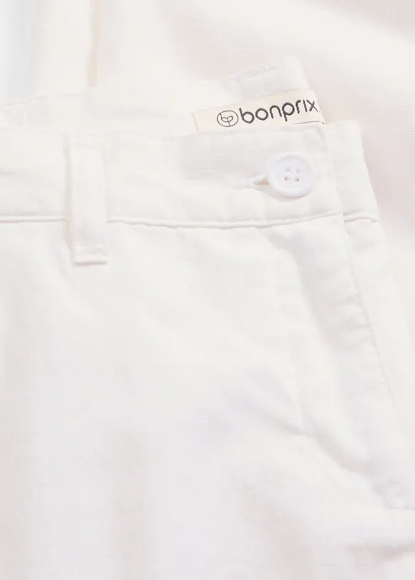 Pantalon tiss&eacute; en lin et coton, bonprix
