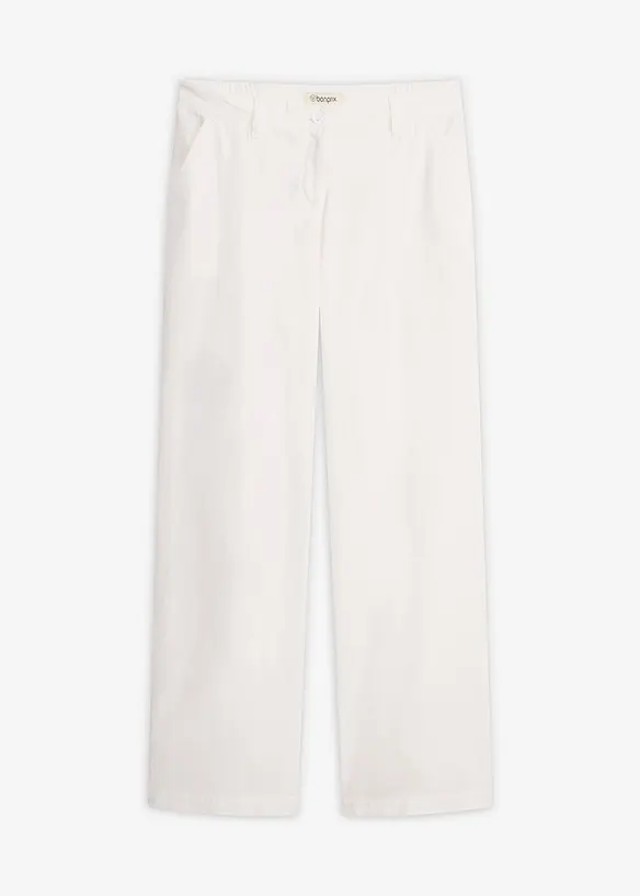 Pantalon tiss&eacute; en lin et coton, bonprix