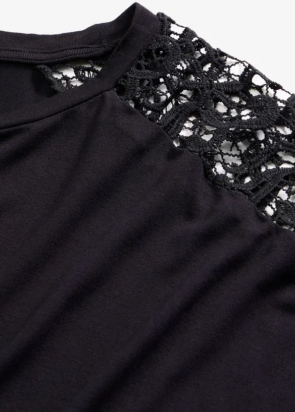 T-shirt oversize en viscose et dentelle, bonprix