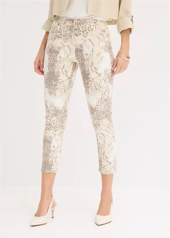 Pantalon extensible 7/8 imprim&eacute;, bonprix