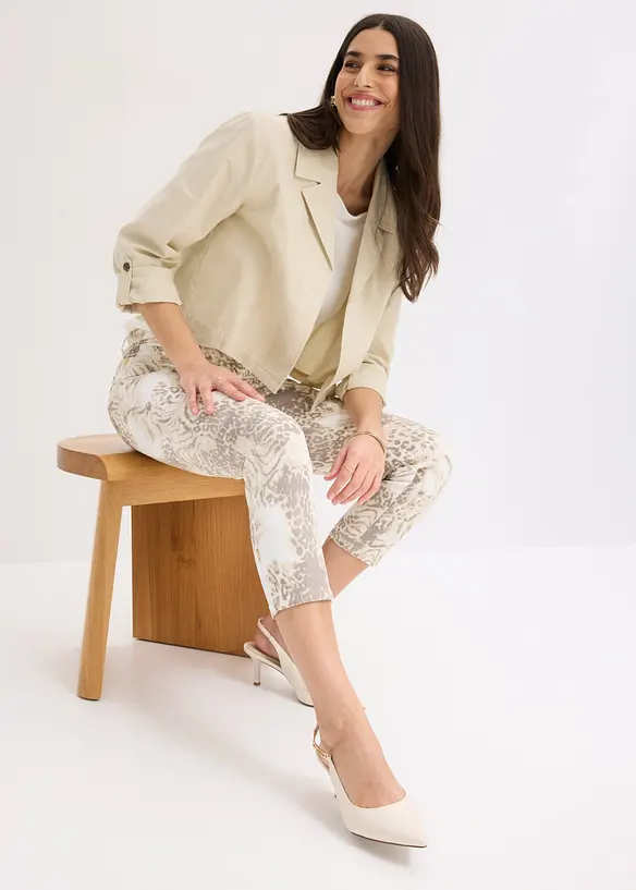 Pantalon extensible 7/8 imprim&eacute;, bonprix