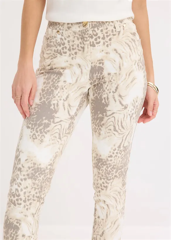 Pantalon extensible 7/8 imprim&eacute;, bonprix