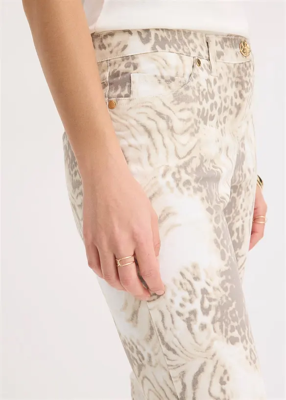 Pantalon extensible 7/8 imprim&eacute;, bonprix