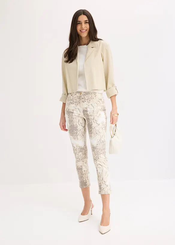 Pantalon extensible 7/8 imprim&eacute;, bonprix