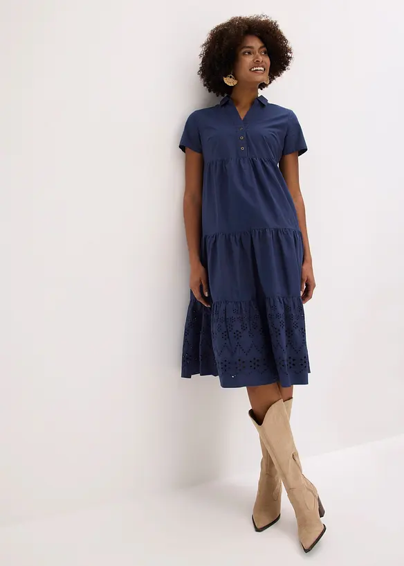 Tunika-Kleid aus reiner Baumwolle mit Lochstickerei, bonprix