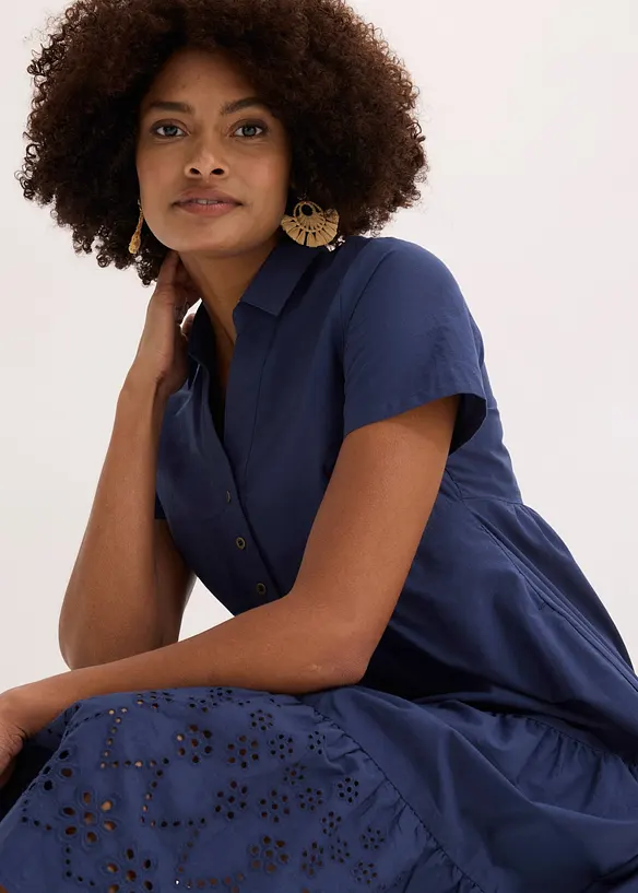 Tunika-Kleid aus reiner Baumwolle mit Lochstickerei, bonprix
