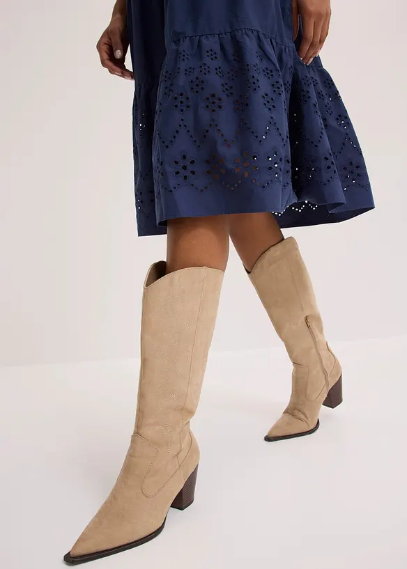 Tunika-Kleid aus reiner Baumwolle mit Lochstickerei, bonprix