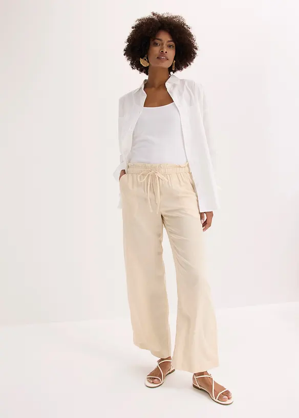 Pantalon palazzo en mati&egrave;re l&eacute;g&egrave;re et a&eacute;rienne, bonprix