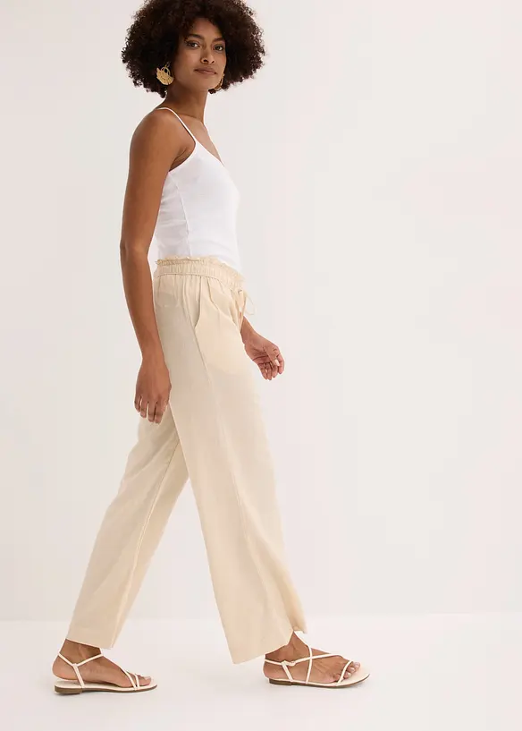 Pantalon palazzo en mati&egrave;re l&eacute;g&egrave;re et a&eacute;rienne, bonprix