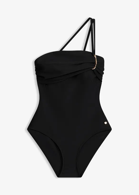 Bandeau-Badeanzug mit goldfarbenen Details, bonprix