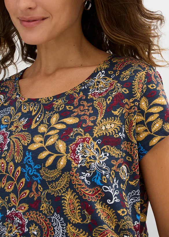 T-shirt coton imprim&eacute;, manches courtes, bonprix
