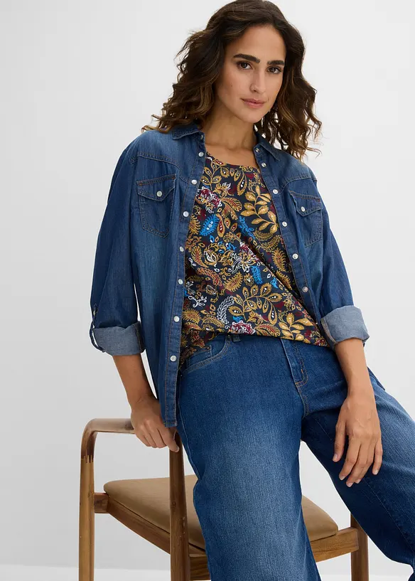 T-shirt coton imprim&eacute;, manches courtes, bonprix