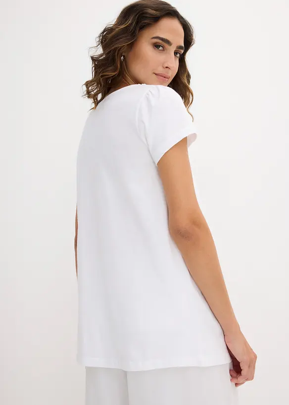 T-shirt coton et dentelle, manches courtes, bonprix