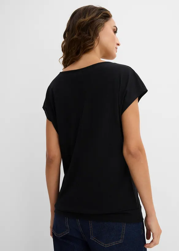 T-shirt avec zip, manches courtes, bonprix
