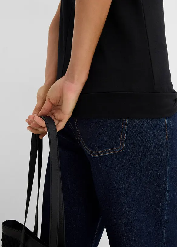T-shirt avec zip, manches courtes, bonprix