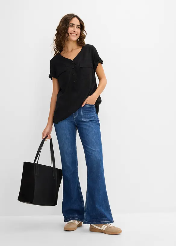 Blouse en viscose &agrave; manches courtes, bonprix