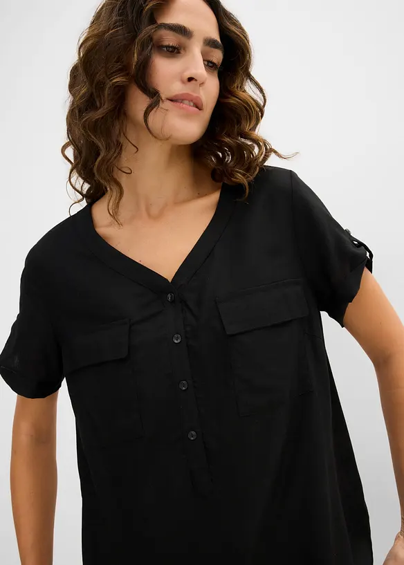 Blouse en viscose &agrave; manches courtes, bonprix