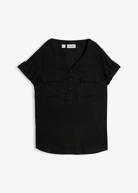 Blouse en viscose &agrave; manches courtes, bonprix