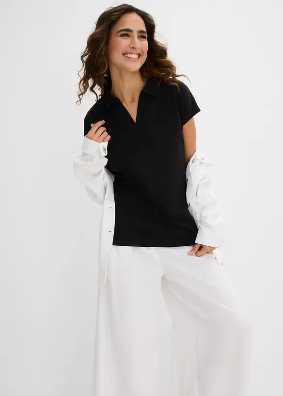 Shirt mit offenem Polokragen, bonprix