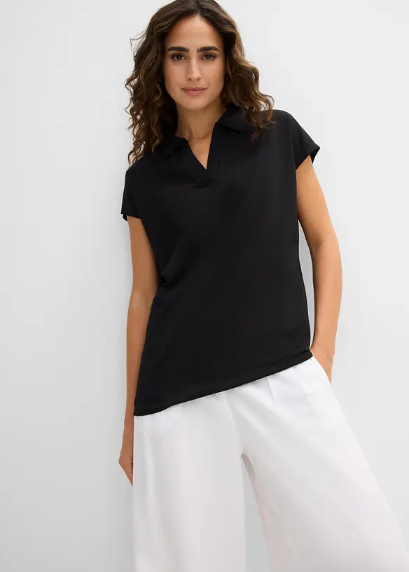 Shirt mit offenem Polokragen, bonprix