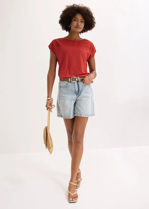 T-shirt en dentelle, en viscose douce, bonprix