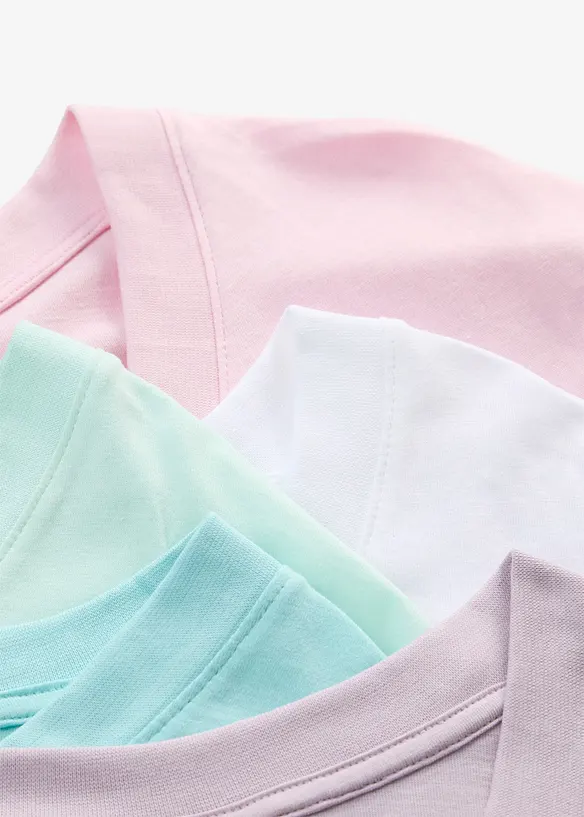 Lot de 5 T-shirts longs et amples &agrave; col V, bonprix
