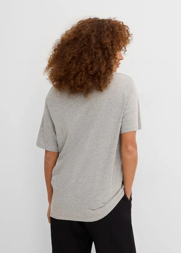 Lot de 5 T-shirts longs et amples &agrave; col V, bonprix