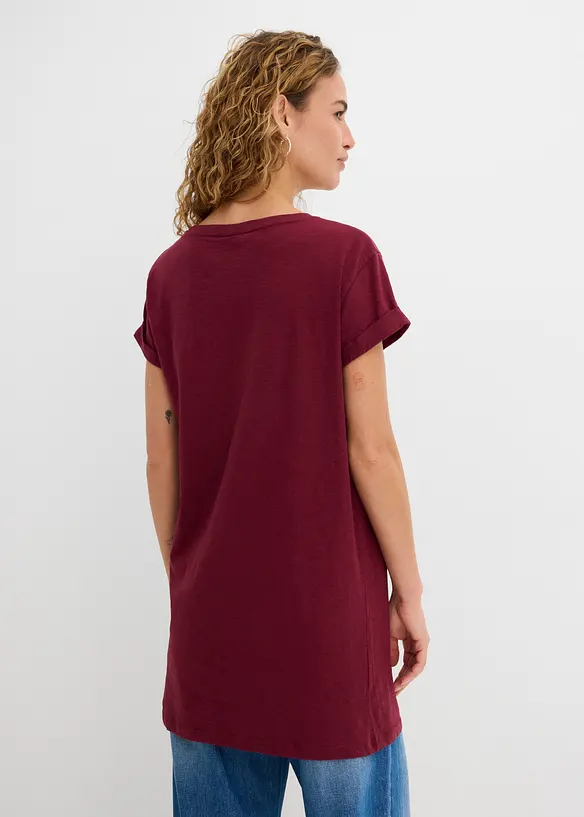 T-shirt long et boxy &agrave; manches courtes, bonprix