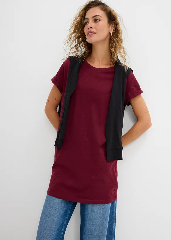 T-shirt long et boxy &agrave; manches courtes, bonprix