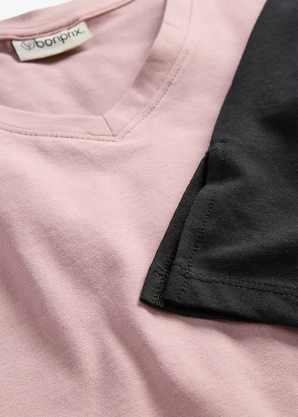 Longshirt mit V-Ausschnitt (2er Pack), bonprix