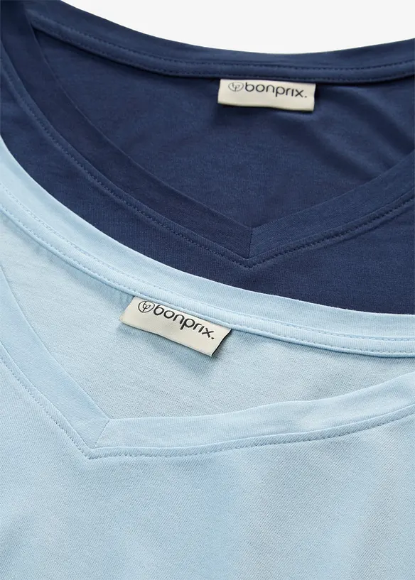 Lot de 2 T-shirts longs et doux en viscose, bonprix