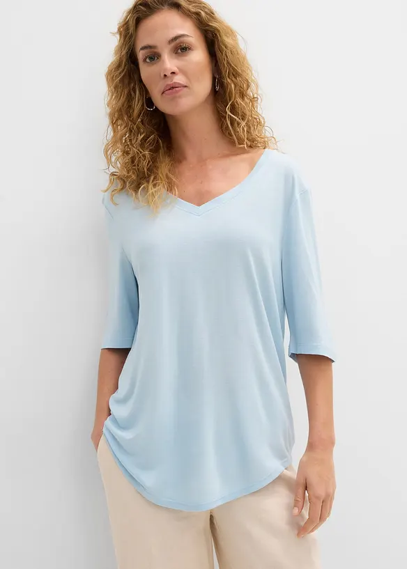 Lot de 2 T-shirts longs et doux en viscose, bonprix