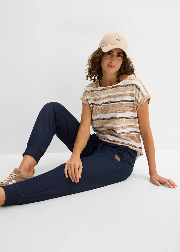 Pantalon 7/8 en molleton aspect jean, bonprix