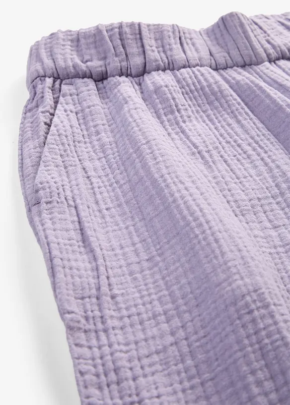 Pantalon large &agrave; pinces en gaze de coton, bonprix