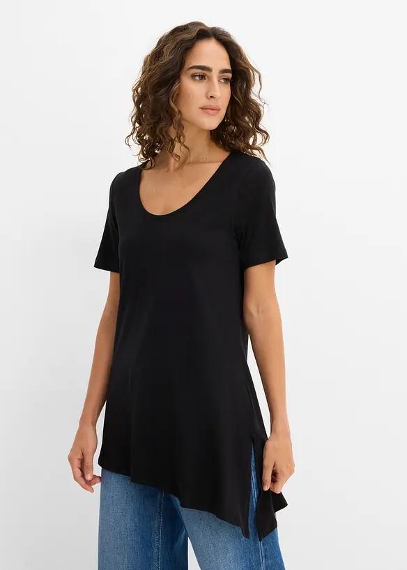 Asymetrisches Longshirt aus Baumwoll-Viskose-Mischung, bonprix